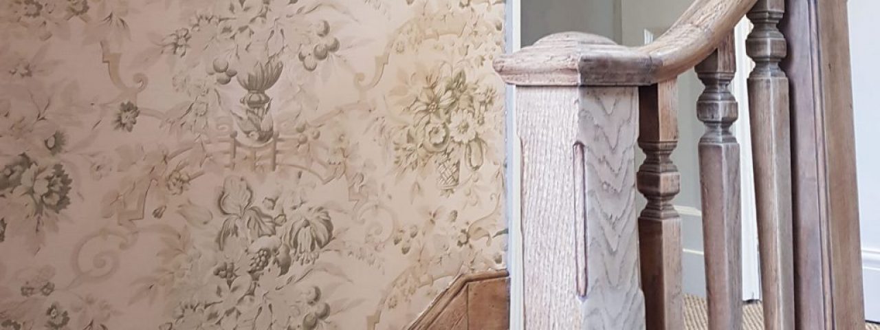 Country House Staircase - fabric walling