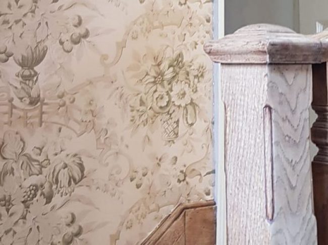 Country House Staircase - fabric walling
